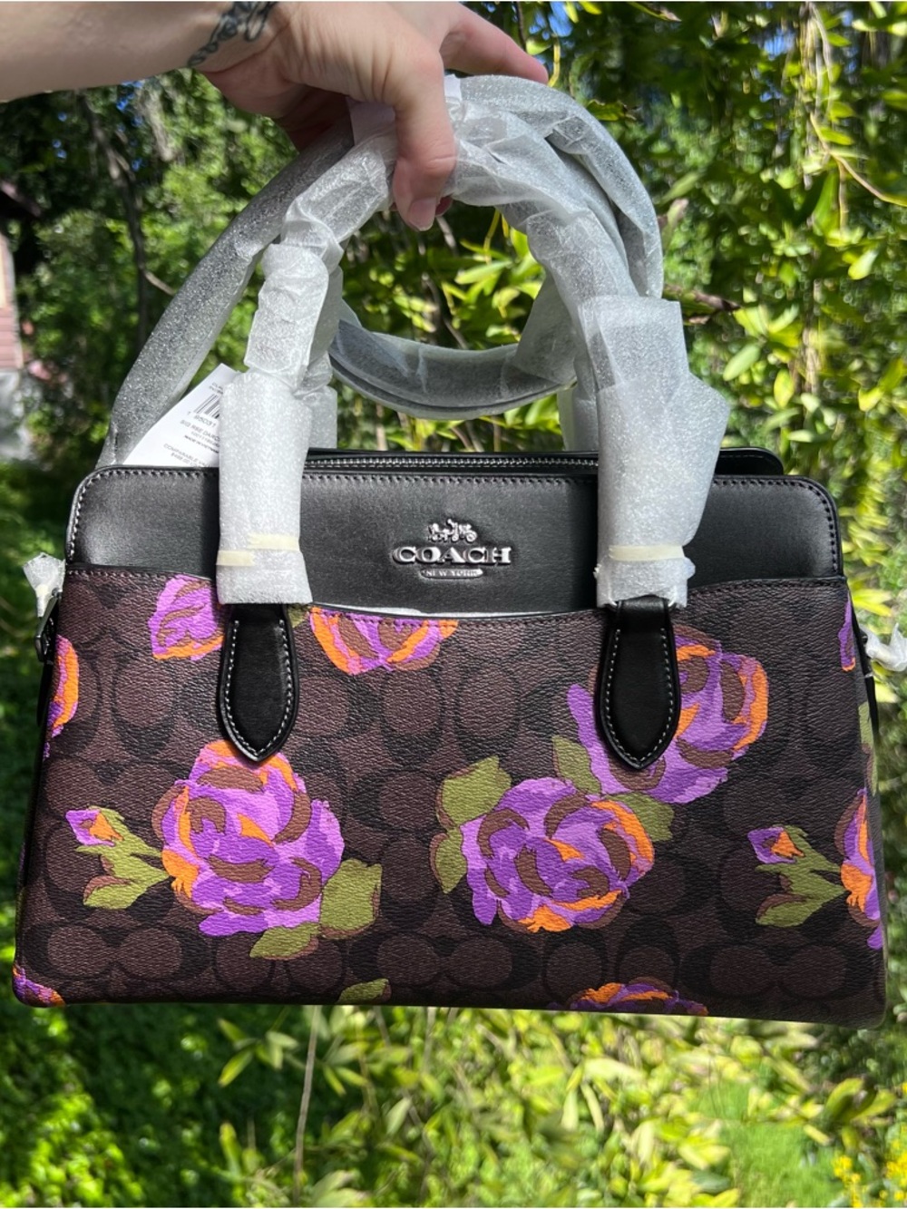 COACH Darcie Carryall in Signature Rose Print CL466 Authentic NEW!!